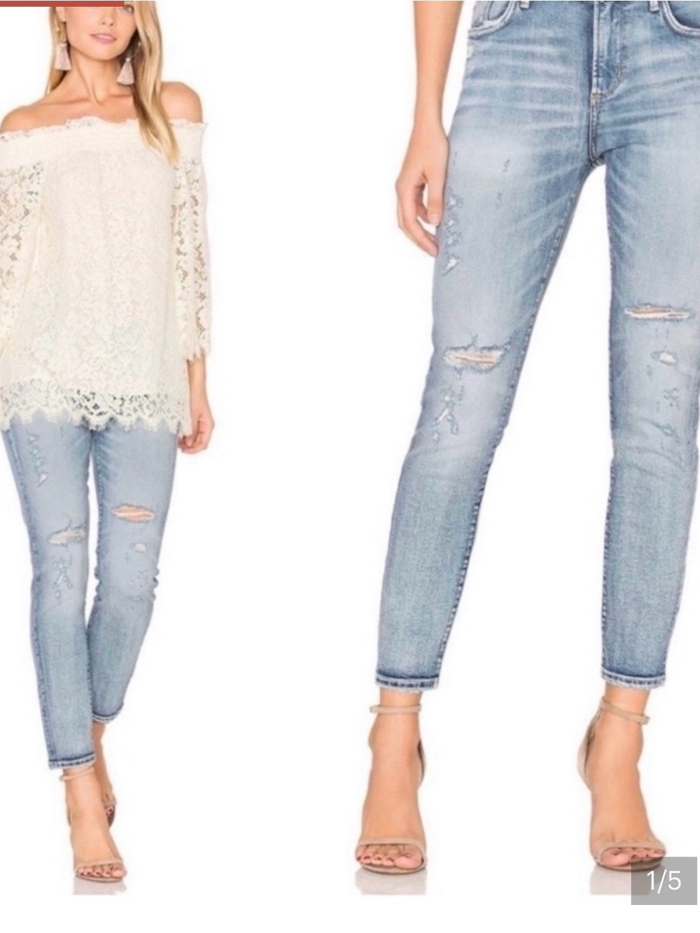 Agolde Women's Skinny distressed Jeans in Medium Blue Size 29